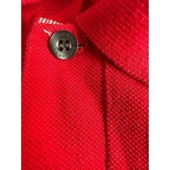 Burberry London Red 100 Cotton Short Sleeve Polo Shirt Women's Size S - Picture 5 of 7